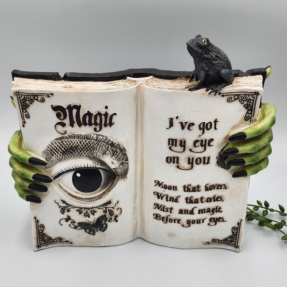 Halloween Faux Magic Book Witch Hands Prop Figurine Tabletop Decor 11.5" Resin - Picture 2 of 9